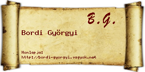 Bordi Györgyi névjegykártya